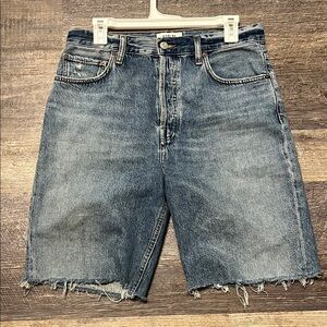 Agolde Women's Cutoff Denim Bermuda Shorts in Faded Blue